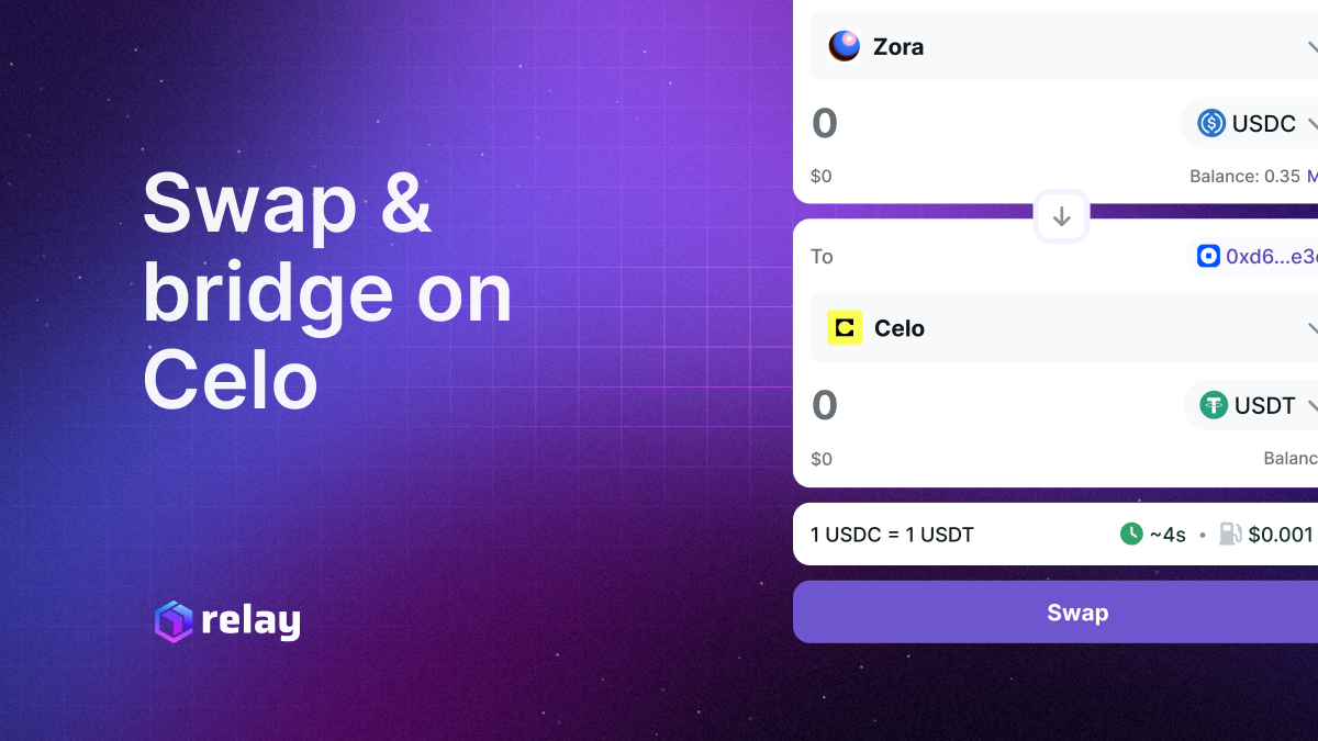 A Comprehensive Guide to Swapping & Bridging on Celo with Relay