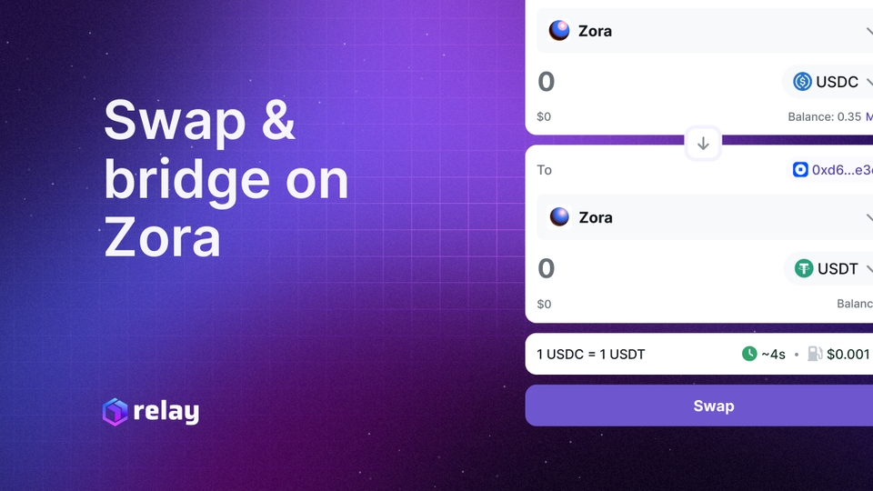 How to Swap & Bridge on Zora with Relay